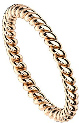 Piersando Damen Ring Edelstahl Schmaler Geflochtener Bandring Damenring Trauring Fingerring Rosegold Größe 56 (17.8)