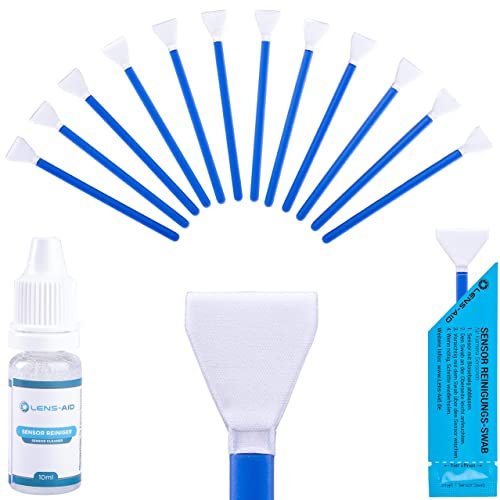 Lens-Aid Sensor Reinigungsset für MFT Kameras | Cleaning Kit mit 12x 12mm Swabs & Flüssig-Reiniger | Kompatibel mit Olympus OM System Panasonic Lumix Blackmagic Micro Four Thirds Kamera