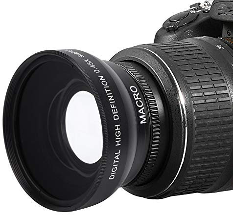 VBESTLIFE HD Weitwinkelobjektiv mit Makro-Nahlinse, 0.45X Vergrößerung High Definition Weitwinkelobjektiv Passt auf jedes Objektiv mit 49 mm Durchmesser