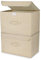 DIMJ 2 Stück Aufbewahrungsboxen mit Deckel, Faltbare Aufbewahrungskiste mit Griff, Aufbewahrungskorb Stoff, Ordnungsboxen Kleiderschrank Organizer, Faltbox für Kleidung, Beige