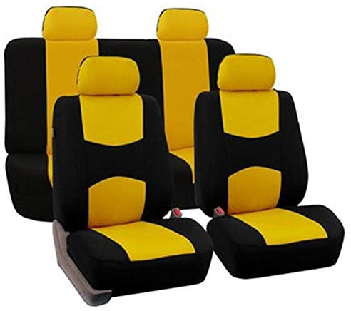 Sitzbezüge Auto Schonbezüge universal Größe, mit Lenkradbezug und Gurtpolster, Sportlich, Universal Schonbezüge für Auto Sitzbezug Sitzschoner Autositzbezug,Gelb