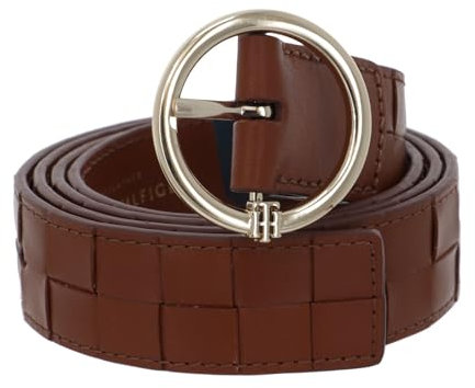 Tommy Hilfiger Damen TH Woven 3.0 Grtel, Cognac, 80 cm