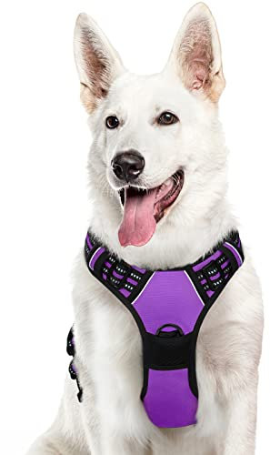 Eagloo Hundegeschirr Grosse Hunde, Anti Zug Hundegeschirr mit Reflexstreifen und Kontrolle, Verstellbar und Einstellbar Geschirr Hund Groß, Brustgeschirr für Labrador, Lila, XL