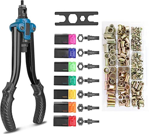 Remachadora Manual De Tuercas M3-M12 + Surtido de remaches de tuerca de ACERO insertos roscados m3 a m12, 235 piezas