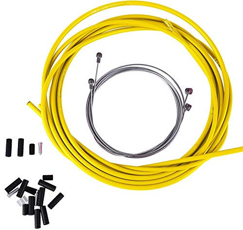 Cavo Freno,Jadeshay Cavo del Freno Bicicletta Set Guaine Cavo Cambio Bici Freno Kit,Tubi Linea Freno Accessori Ciclismo Universale Cavo del Freno della Bicicletta,per Bici da MTB e Bici Comune(Giallo)