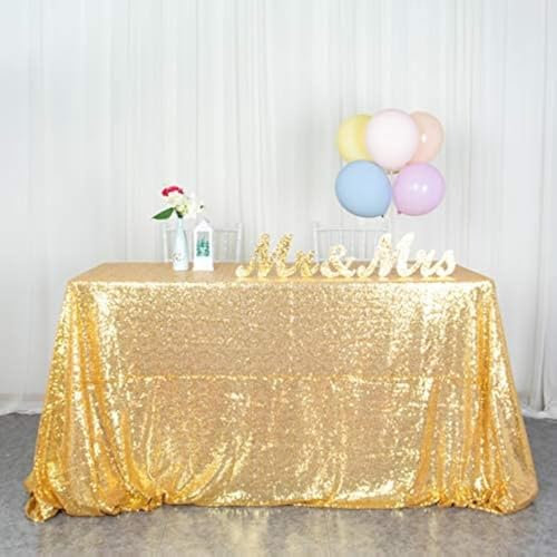 Pailletten Tischdecke Pink Gold 60x102-Zoll Party Tischdecke Pailletten Rechteck Tischdecke Fuchsia Pink Längliche Tischdecken für Hochzeit/Geburtstag oder Event Party
