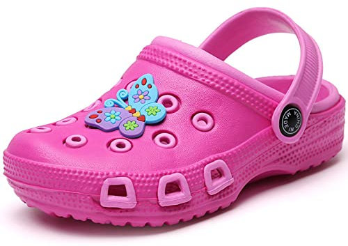 Vorgelen Zoccoli e Sabot Unisex Bambini Pantofole Scarpe estive da Spiaggia Sandali Antiscivolo Scarpe da Giardino per Ragazzi Ragazze Rose Rosso 27 EU=Etichetta 28