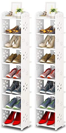 Dripex Schuhregal Standregal 8 Ablagen Schuhablage Schuhständer Schuhschrank multifunktional Standregal für Flur Schlafzimmer Küche 2 Stück