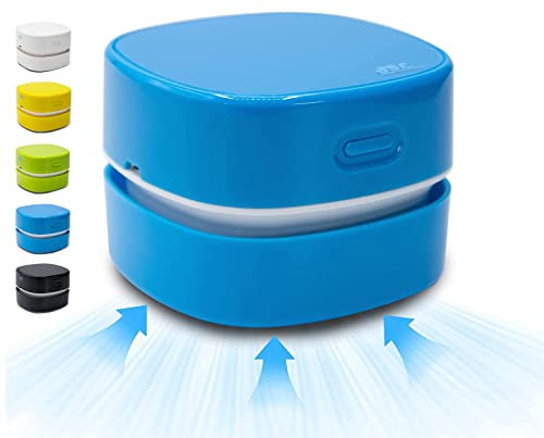 SIC Mini Desktop-Staubsauger, kabelloser wiederaufladbarer Desktop-Staubsauger, Bleistiftkehrer, Gummispäne, Konfetti, Tastatur, Auto, Schreibtisch (Blau)