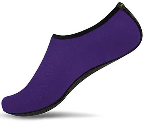JACKSHIBO Schwimmschuhe Damen Barfussschuhe Barfußschuhe Herren Badeschuhe Wasserschuhe Strandschuhe Surfschuhe Aquaschuhe 28 Violett 39/40 EU L
