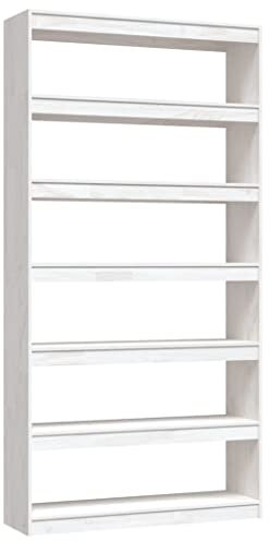 vidaXL Massivholz Kiefer Bücherregal Raumteiler Standregal Aktenregal Raumtrenner Regal Wandregal Büroregal Mehrzweckregal Weiß 100x30x200cm