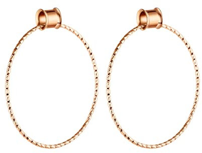 Homxi 2 Stück 8mm Ohrringe, Ohr Tunnel Edelstahl 0G Mit Großem Hoop Plug Ohr Set Rosegold
