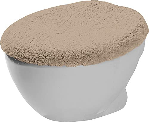 Erwin Müller WC-Deckelbezug Uni Serie Stuttgart Taupe Größe 45x50 cm - Unterseite rutschhemmend, mit Schnürung, 100% Baumwolle