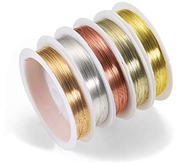 5 Rolls Jewelry Beading Wires, 0.6mm/ 22 Gauge Tarnish Resistant Copper Wires for Jewelry Making Supplies and Craft