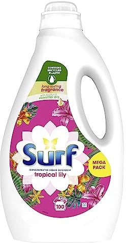Surf Tropical Lily Concentrated Liquid Laundry Detergent infused with natural essential oils for fresh and clean washing 100 washes