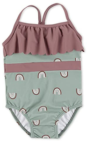 Sterntaler Badeanzug Regenbogen Print - UV-Schutz 50+ Schwimmanzug mit Windeleinsatz bis Größe 86/92 - Badebekleidung für Mädchen mit Volant am Ausschnitt und schmalen Trägern