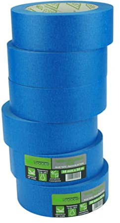 ToolSpace Ruban de Masquage Bleu - Scotch Adhésif Crêpe UV pour Peinture Decoratif - Papier Collant Rouleau 38 mm x 50 m lot de 6 - pour Multi Surfaces Intérieur Extérieur et Fenêtres Portes