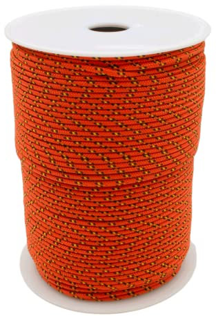 Polypropylen Seil PP Tau Schnur Tauwerk Leine Festmacher Flechtleine Reepschnur (Orange/Schwarz, 8mm - 100m)