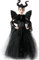 AMOBON Halloween Maleficent Kostüm für Kinder, Mädchen Böse Königin Kleid mit Hörner Kopfschmuck und Schwarze Flügel Umhang Schulterklappen für Karneval Fasching Cosplay Carnival Motto Party (L)