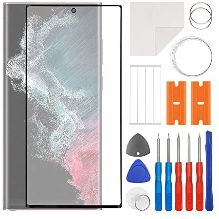swark Kit de réparation d'écran en verre frontal 6,8 compatible avec Samsung Galaxy S22 Ultra 5G SM-S908 (pas d'écran LCD) avec jeu d'outils