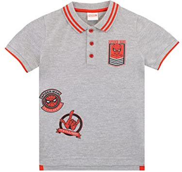 Marvel Jungen Spider-Man Strickpolo Kurzarm Poloshirt für Kinder 98 Grau