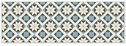 mubusi Tapis Vinyle du Sol Cuisine Salon - Différentes Tailles - (Sud Bleu 50x150 cm)