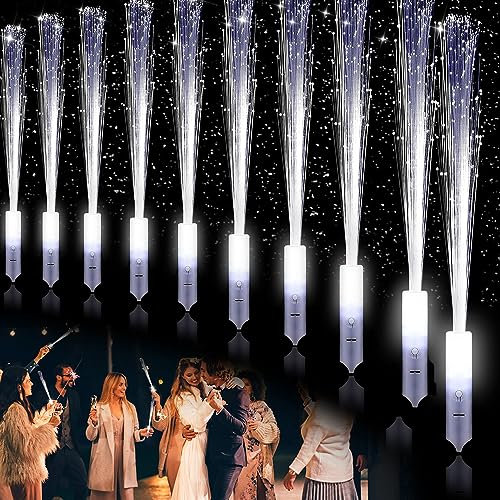 Ulikey LED Leuchtwedel weiß, 72 Stück LED Leuchtstab Glasfaser, LED Hochzeit Leuchtwedel 3 Modi, LED Leuchtstäbe Hochzeit Glasfaserlampe für Hochzeit Partys Konzert Partygeschenke