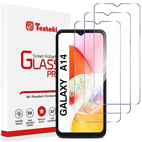 Tentoki 3 Stück, für Panzerglas Samsung Galaxy A14 5G/4G (6,6 Zoll) Schutzfolie,[kratzfest, 9H Härte] Ultra Transparent Displayschutz