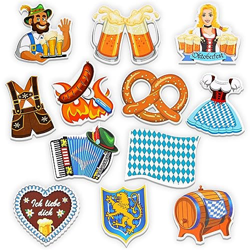 HOWAF 36 Stück Konfetti Dirndl Lederhose Bier Brezel Papier Streudeko Oktoberfest Tischdeko Bayrische Wiesn Party Tisch Bayern Deko