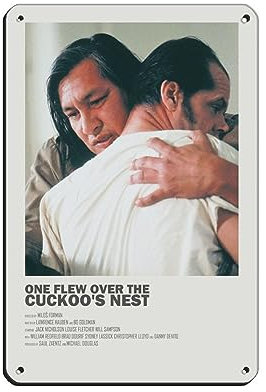KOURT One Flew Over The Cuckoo's Nest Minimalistisches Filmposter Retro Poster Metall Blechschild Chic Art Retro Eisen Malerei Bar Menschen Höhle Cafe Familie Garage Poster Wanddekoration 20 x 30 cm