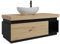 Easy4You Unterschrank Kaya 100 cm Matt Schwarz/Eiche Hängeschrank Badschrank Badezimmerschrank mit Schublade und Ablage