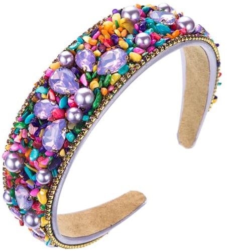 scicent Purple Headband Fashion Super Shiny Women Crystal Head Band Hair Accessories for Girls Sparkly Bling Diamond Hairband Wide Non-Slip Hair Hoops - 25514