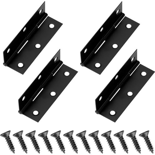 Black Hinges for Wooden Doors & Gates - Small Butt & Cupboard Hinges with Screws for DIY Projects
