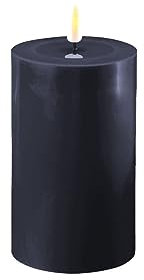 LED Kerze Deluxe Homeart, Indoor LED-Kerze mit realistischer Flamme auf einem Echtwachsspiegel, warmweißes Licht - Royal Blau 7,5 x 12,5 cm