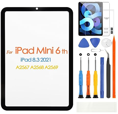 ARSSLY Pannello frontale in vetro per iPad Mini 6 per iPad Mini6 6a 2021 Sostituzione dello schermo 8.3 pollici A2567 A2568 A2569 Schermo esterno in vetro con strumenti gratuiti (non LCD e