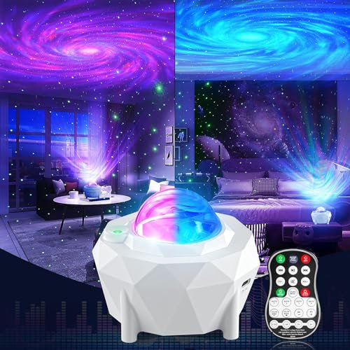 Proyector LED de cielo estrellado, luz nocturna inteligente Galaxy con temporizador Bluetooth, control de voz, luz nocturna adecuada como regalo, decora la habitación y crea una atmósfera para dormir