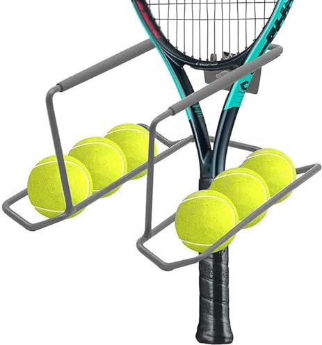 Tennis-Wandständer, Wandhalterung für Tennisschläger – Organizer für Sportgeräte aus rutschfestem Metall – Platz für 6 Bälle und 4 Schläger, Garagen-Organizer