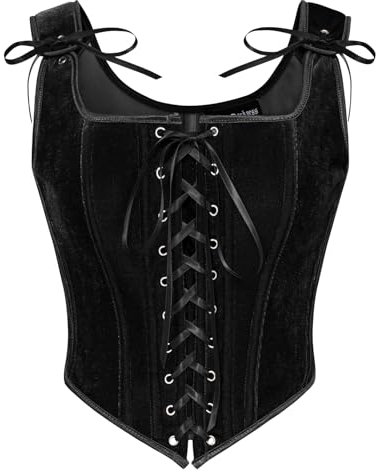 SCARLET DARKNESS Damen Renaissance Corsagen Weste Vintage mit Schnürung Tank Oberteile Schwarz 36