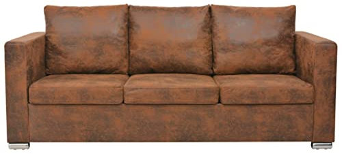 QJBSAVVA Bigsofa Mini Couch Ottomane Sofa Lounge Sofa - 3-Sitzer Sofa 191 x 73 x 82 cm Künstliches Wildleder für Schlafzimmer Büro Gästezimmer Wohnzimmer