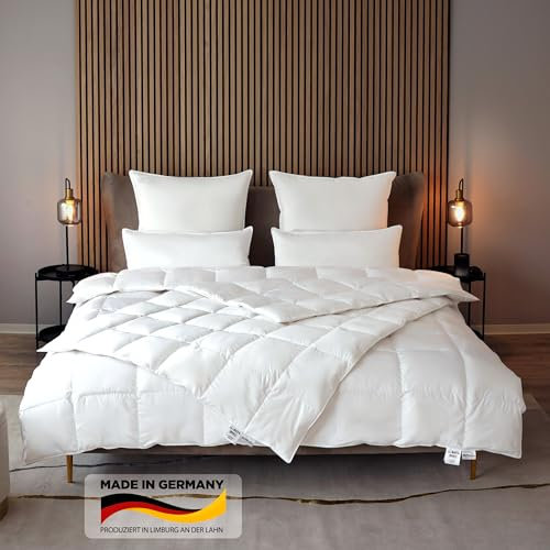 BEFA NATUR Made in Germany Daunendecke 200x200 cm, Tencel Decke aus 90% Daunen und 10% Federn, Ganzjahresdecke, Allergiker geeignet (nomite), EN Standard 12934, Öko-Tex 100 Klasse 1, Downpass