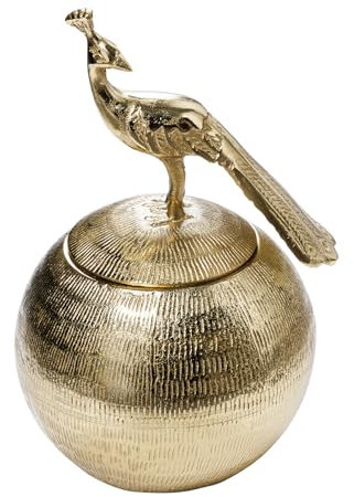 Riess Ambiente Dekorative Dose Wildlife Bird - 30cm - Gold antik - rund Metall - Schale mit Deckel