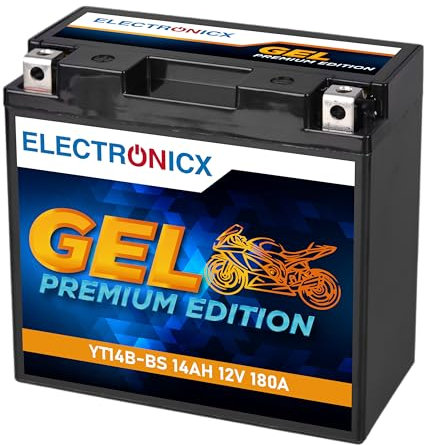 Electronicx GEL Motorradbatterie 12V 14Ah YT14B-BS– Wartungsfrei, Hohe Startleistung, Langlebig – Ideal für Tourer, Sportler, Chopper, Enduro & mehr