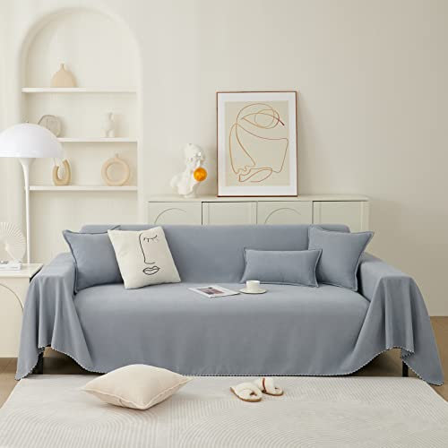 Chenille-Sofa-Überwurfdecke für Wohnzimmer, Dekoration, großer Einsitzer-Sofabezug, doppelseitig und einfach zu verlegen, Ecksofa-Schutz, Hellgrau, 180 x 130 cm