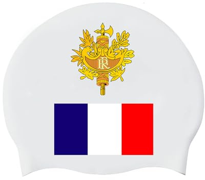 Bonnet De Bain pour Femme Et Homme Protection des Oreilles Bonnet De Bain Drapeau De La France Emblème National Bonnet De Bain en Silicone Élastique Imperméable Cheveux Longs Et Courts Bonnet De Bain