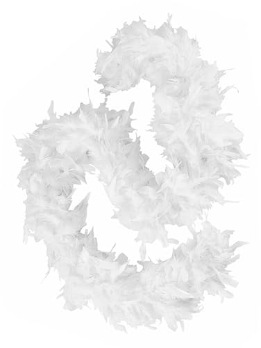TOZBLEU Federboa, Weiß boa feather schal, Länge circa 120 cm, Kostüm-Accessoire, Charleston, 20er Jahre,für Flapper, Karneval, Mottoparty, Junggesellinnenabschiede,Gatsby, Kostüm, Theater(Weiß)