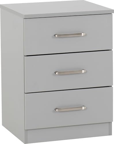 Seconique Dakota 3 Drawer Bedside in Light Grey