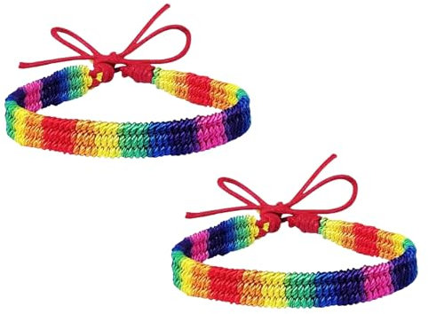 2 Stück Regenbogen Armband,Rainbow Lgbt Pride Bracelet Handmade Braided,Lgbtq Armbander,Freundschaftsband,FreundschaftsbäNder,Gewebte Bunte Bracelets Accessoires,Pride-Armband,for Women Girls Men