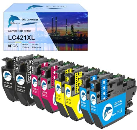 GoToners LC421XL LC-421XLVAL Patronen Kompatible für LC421 LC-421XL Multipack Druckerpatronen für DCP-J1050DW DCP-J1140DW MFC-J1010DW (8er-Pack)