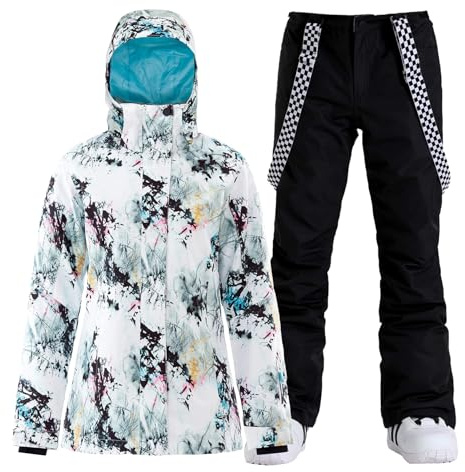 GSOU SNOW Womens Ski Suit 2 Piece Ski Jacket and Pants Set for Snow Sports