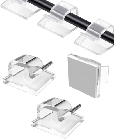 JUKOTA 100 pièces de supports de câbles autocollants clips de câbles pour la gestion des câbles, organiseurs de câbles, pinces de câbles, fixations de câbles, crochets de câbles